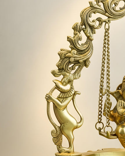 Brass Swing Ganesha Urli - 21 inch - WL5564