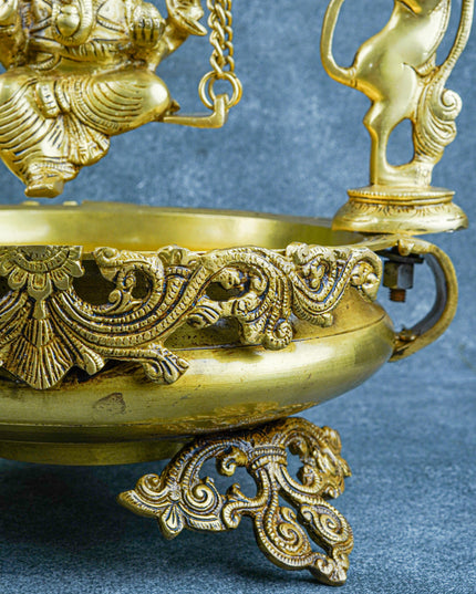 Brass Swing Ganesha Urli - 21 inch - WL5564