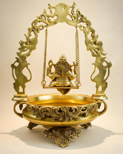 Brass Swing Ganesha Urli - 21 inch - WL5564