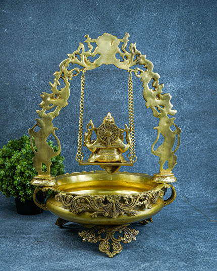 Brass Swing Ganesha Urli - 21 inch - WL5564