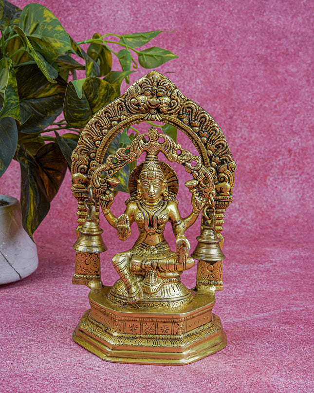 Brass Lakshmi Idol with Bell - 9 inch - WL5566