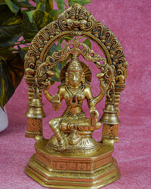 Brass Lakshmi Idol with Bell - 9 inch - WL5566