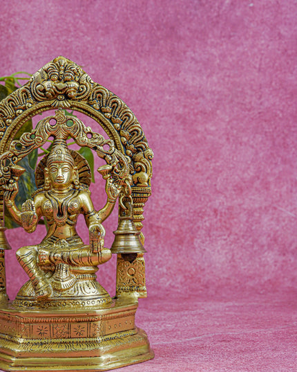 Brass Lakshmi Idol with Bell - 9 inch - WL5566