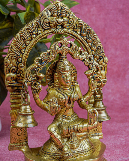 Brass Lakshmi Idol with Bell - 9 inch - WL5566