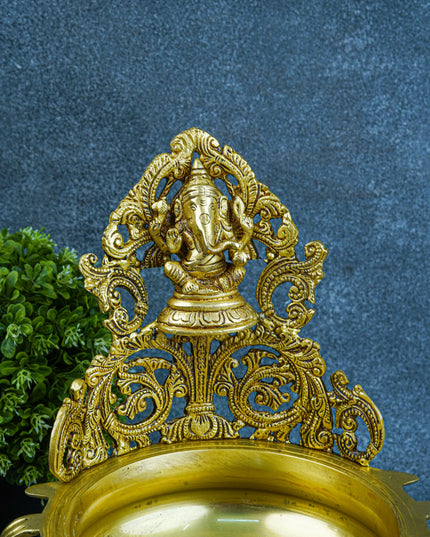 Brass Ganesha Urli - 12 inch - WL5567