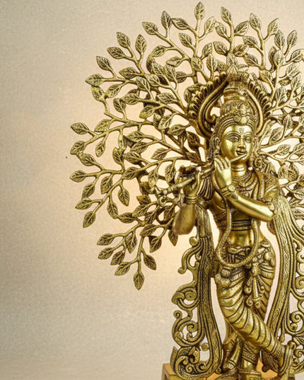 Brass Murali Krishna with Kalpavriksha Tree - 21 inch - WL5568