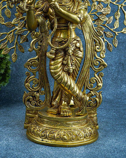 Brass Murali Krishna with Kalpavriksha Tree - 21 inch - WL5568