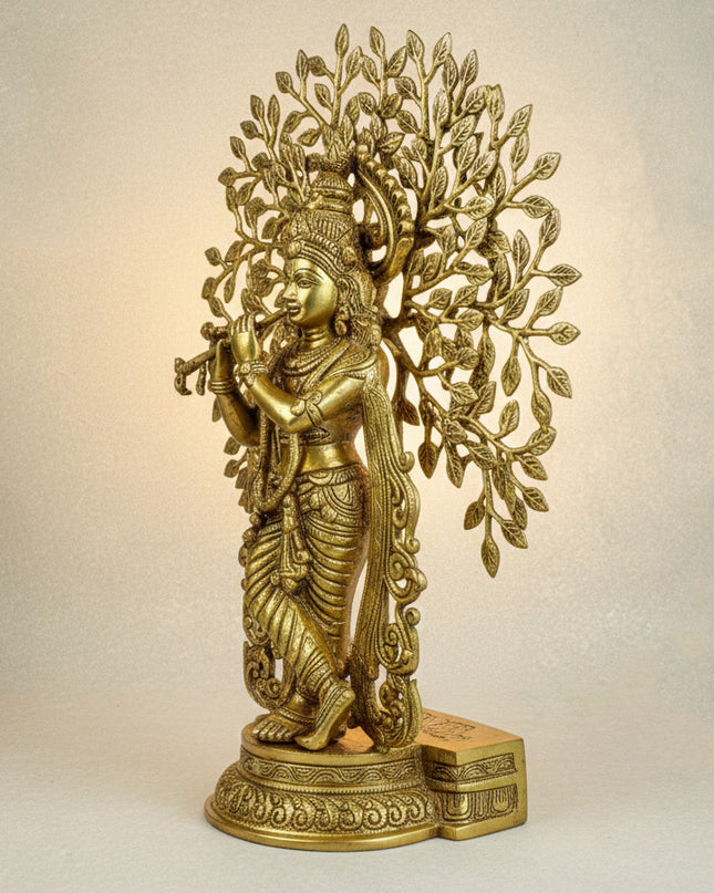 Brass Murali Krishna with Kalpavriksha Tree - 21 inch - WL5568