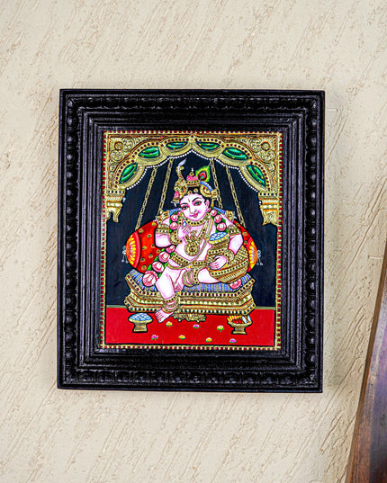 Tanjore Painting - Krishna - Flat (Gold Foil) - 12x10inch - WL5573