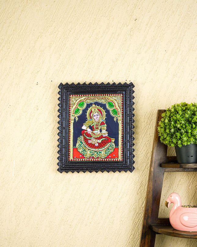 Tanjore Painting (Chettinad Frame) - Annapoorani - Flat (Gold Foil) - 12x10 inch - WL5575