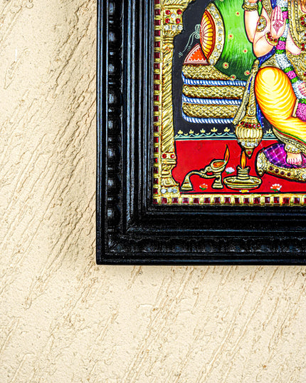 Tanjore Painting - Lakshmi Narasimhar - Semi Embossed - 15x12 inch - WL5577