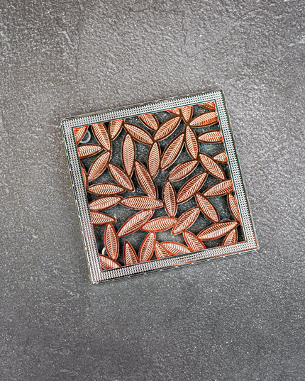 White Metal Leaf Design Coaster - Copper - WL5579-2
