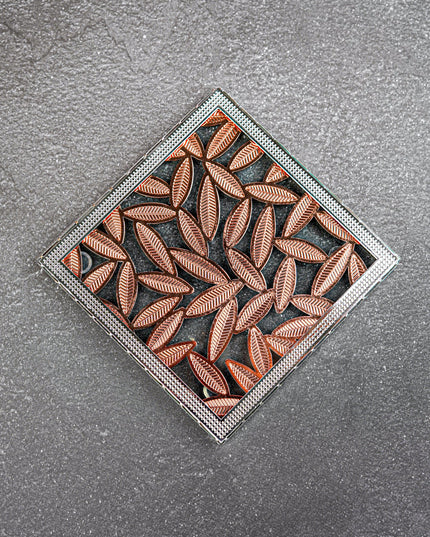 White Metal Leaf Design Coaster - Copper - WL5579-2
