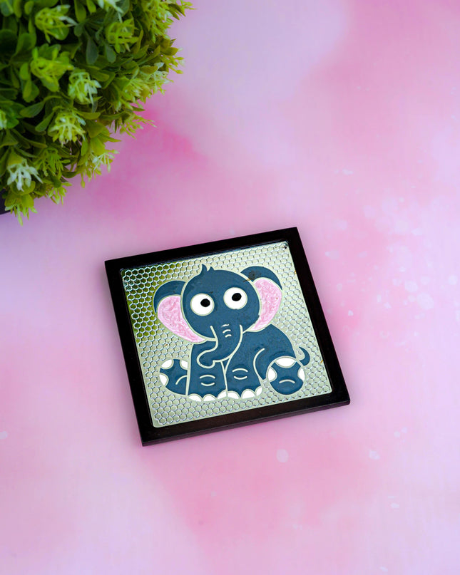 White Metal Elephant Design Coaster - WL5580