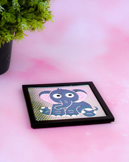 White Metal Elephant Design Coaster - WL5580