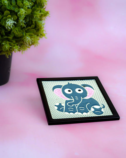 White Metal Elephant Design Coaster - WL5580