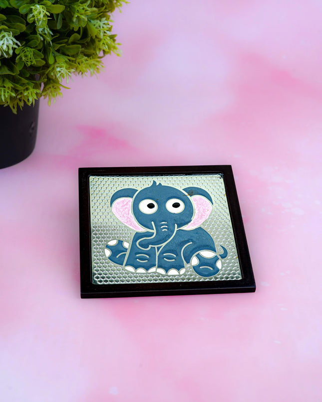 White Metal Elephant Design Coaster - WL5580