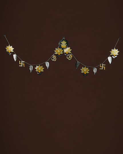 White Metal Thoran with Ganesha & Lotus - Yellow - WL5585-2