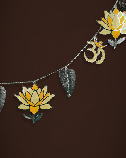 White Metal Thoran with Ganesha & Lotus - Yellow - WL5585-2