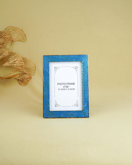 White Metal Designer Photo Frame - Blue - WL5587-1