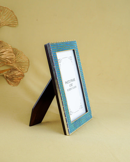 White Metal Designer Photo Frame - Blue - WL5587-1