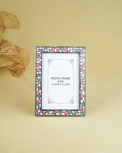 White Metal Designer Photo Frame - Pink - WL5588-1