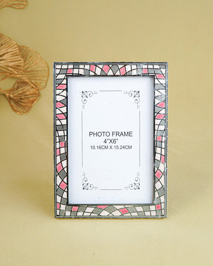 White Metal Designer Photo Frame - Pink - WL5588-1
