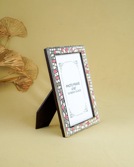 White Metal Designer Photo Frame - Pink - WL5588-1
