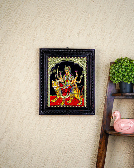 Tanjore Painting - Durga - Flat (Gold Foil) - 15x12 inch - WL5590