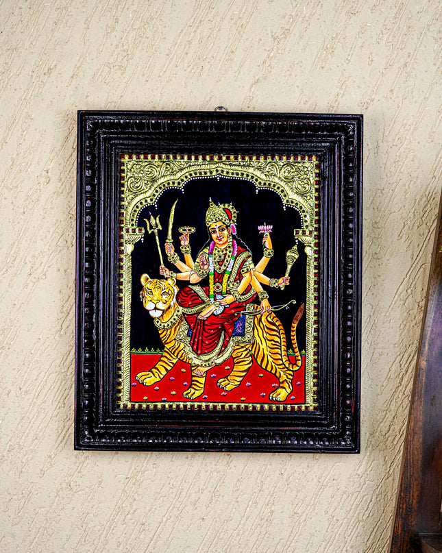 Tanjore Painting - Durga - Flat (Gold Foil) - 15x12 inch - WL5590
