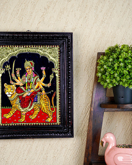Tanjore Painting - Durga - Flat (Gold Foil) - 15x12 inch - WL5590