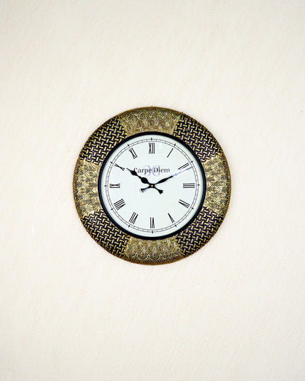 Wall Clocks - Embossed Brass with Floral Design - 18 inch - WL5592