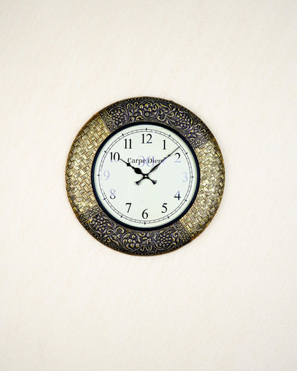Wall Clocks - Embossed Brass with Floral Design - 18 inch - WL5594