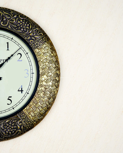 Wall Clocks - Embossed Brass with Floral Design - 18 inch - WL5594