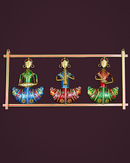 Metal Handpainted Musicians Wall Hanging Panel - Gold - WL5596