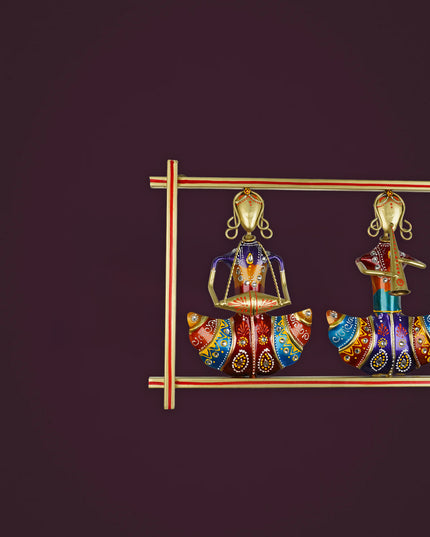 Metal Handpainted Musicians Wall Hanging Panel - Gold - WL5596