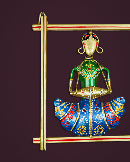 Metal Handpainted Musicians Wall Hanging Panel - Gold - WL5596