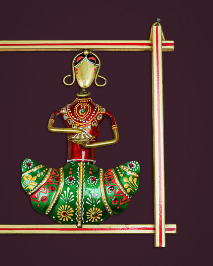 Metal Handpainted Musicians Wall Hanging Panel - Gold - WL5596