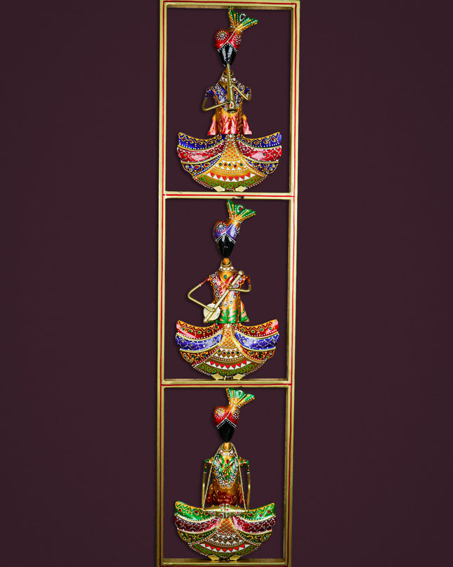 Metal Musicians Wall Hanging Panel - Gold - WL5597