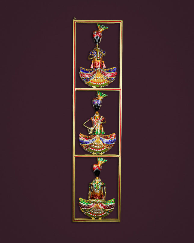 Metal Musicians Wall Hanging Panel - Gold - WL5597