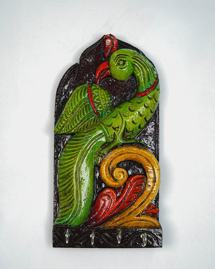 Wooden Carved Parrot Key Hanger - 12 inch - WL5619