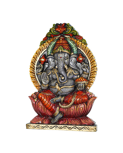 Wooden Carved Ganesha Wall Hanging Frame - 18 inch - WL5622