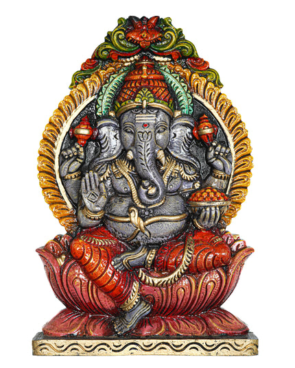 Wooden Carved Ganesha Wall Hanging Frame - 18 inch - WL5622