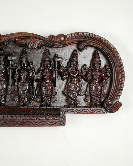 Wooden Carved Dasavatharam Wall Hanging Panel - Brown - 36 inch - WL5628