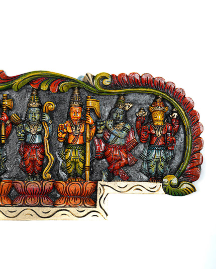 Wooden Carved Dasavatharam Wall Hanging Panel - 35 inch - WL5630
