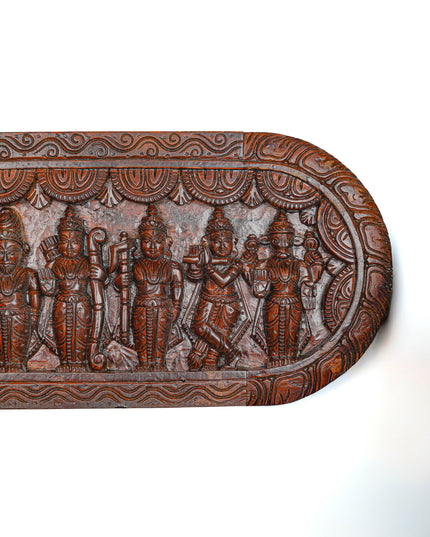 Wooden Carved Dasavatharam Wall Hanging Panel - Brown - 36 inch - WL5633