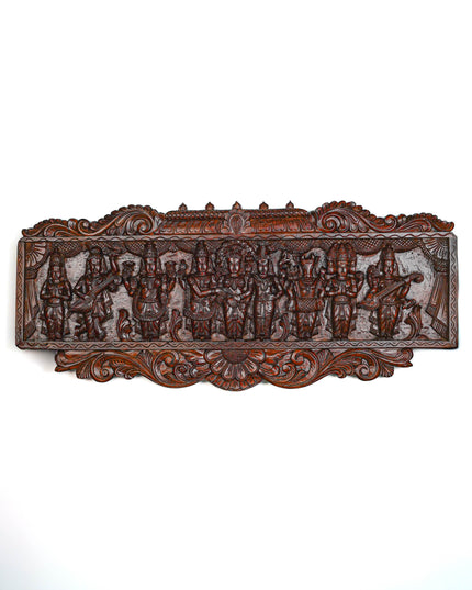 Wooden Carved Meenakshi Kalyanam Wall Hanging Panel - 43 inch - WL5635