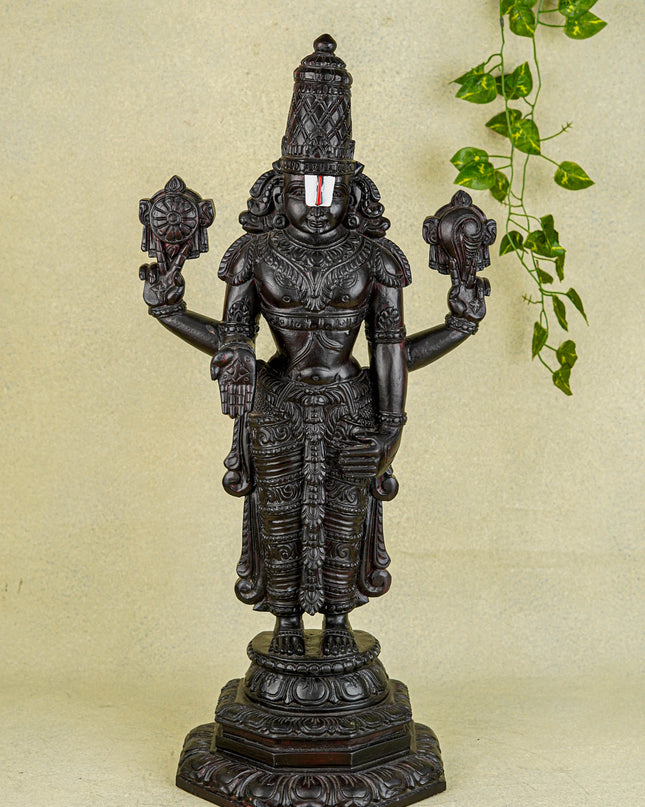 Wooden Carved Tirupathi Balaji Idol - 26 inch - WL5637
