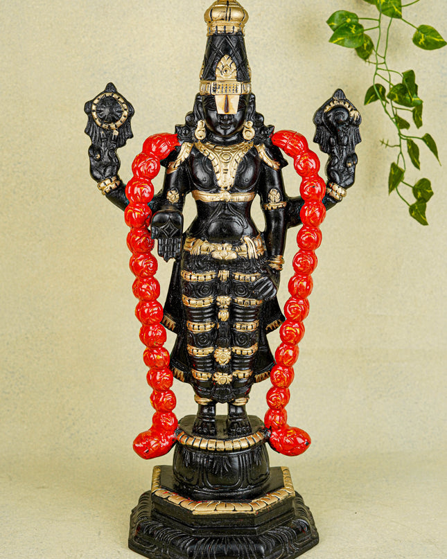 Wooden Carved Tirupathi Balaji Idol - 24 inch - WL5639
