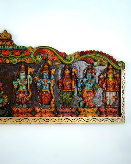 Wooden Carved Maha Vishnu - Dasavatharam Wall Hanging Panel - 60 inch - WL5640